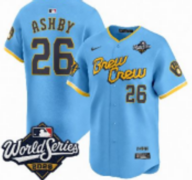 Youth Milwaukee Brewers #26 Ashby blue Nike 2026 World Series jersey 10210
